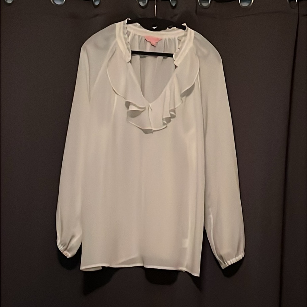 Lilly Pulitzer white ruffle blouse